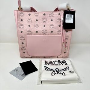 MCM Aren Women Leather Shoulder Bag Crossbody Handbag powder pink color